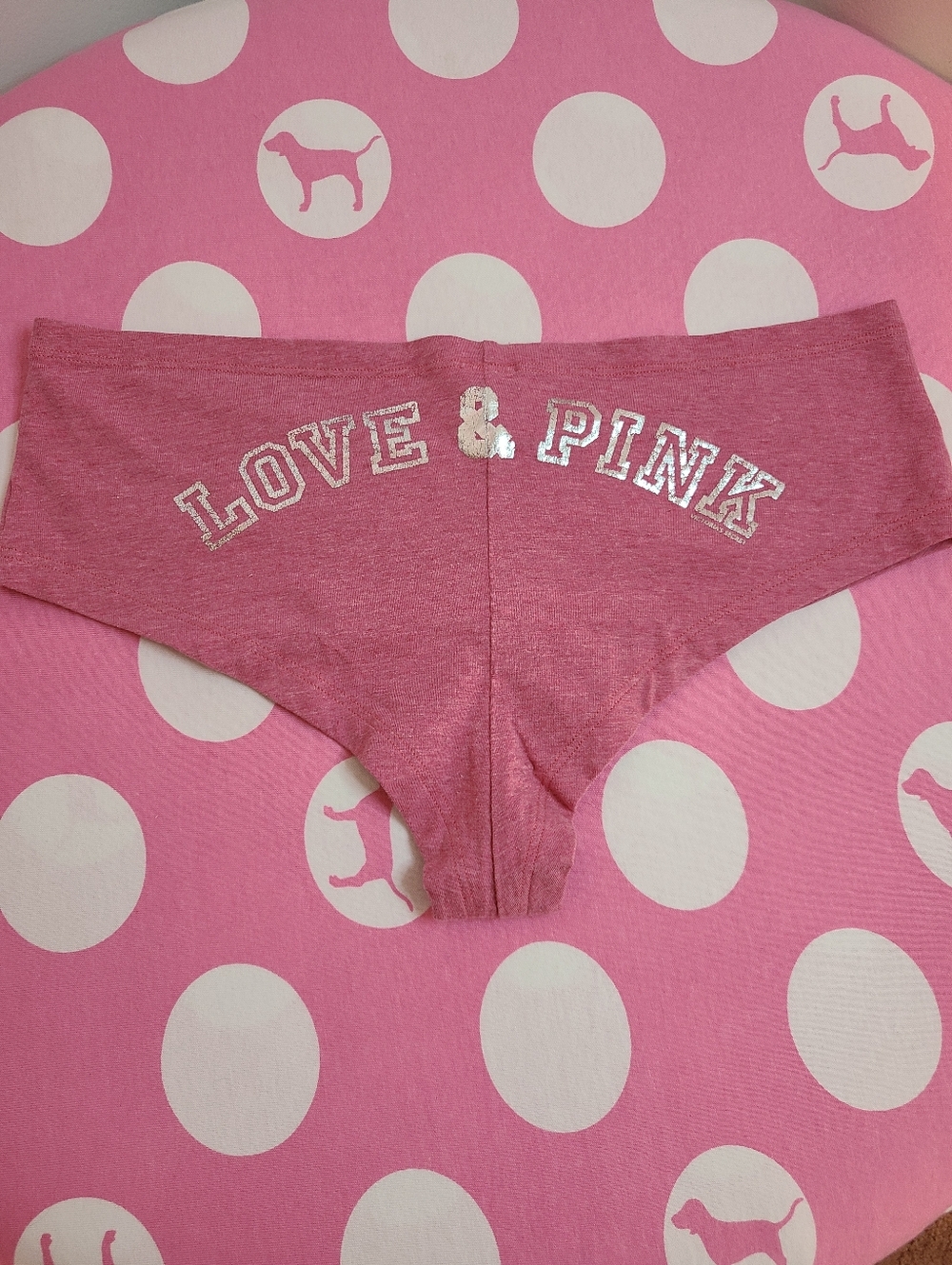 VTG VS PINK Graphic Cotton Extra Low Rise Cheeky Hipster Panty Size Lg